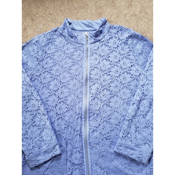 Denim & Co. Women's Lot Of 2 Lace Overlay Full Zip Jackets Purple/Blue Size 2X - Picture 4 of 15